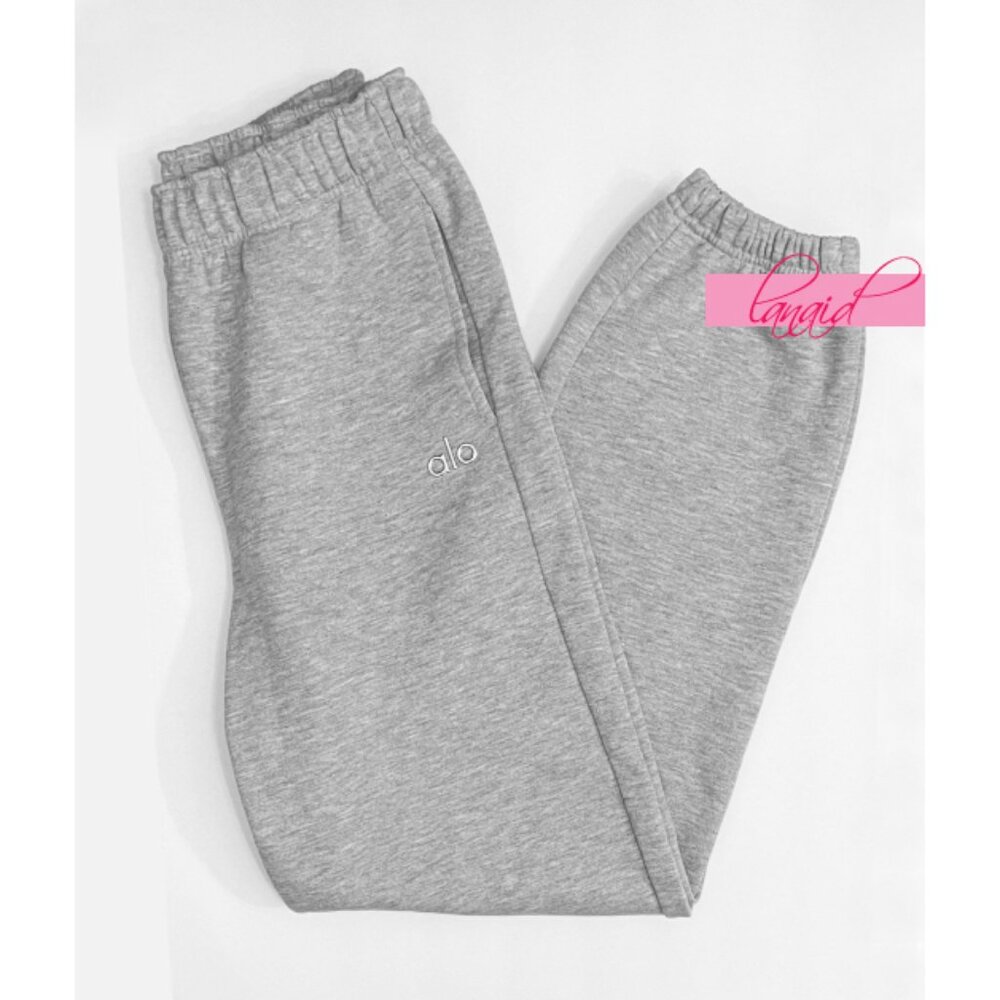 Alo Accolade Sweatpants Athletic Heathered Grey High-Rise Fleece Joggers Sweats - Picture 10 of 14